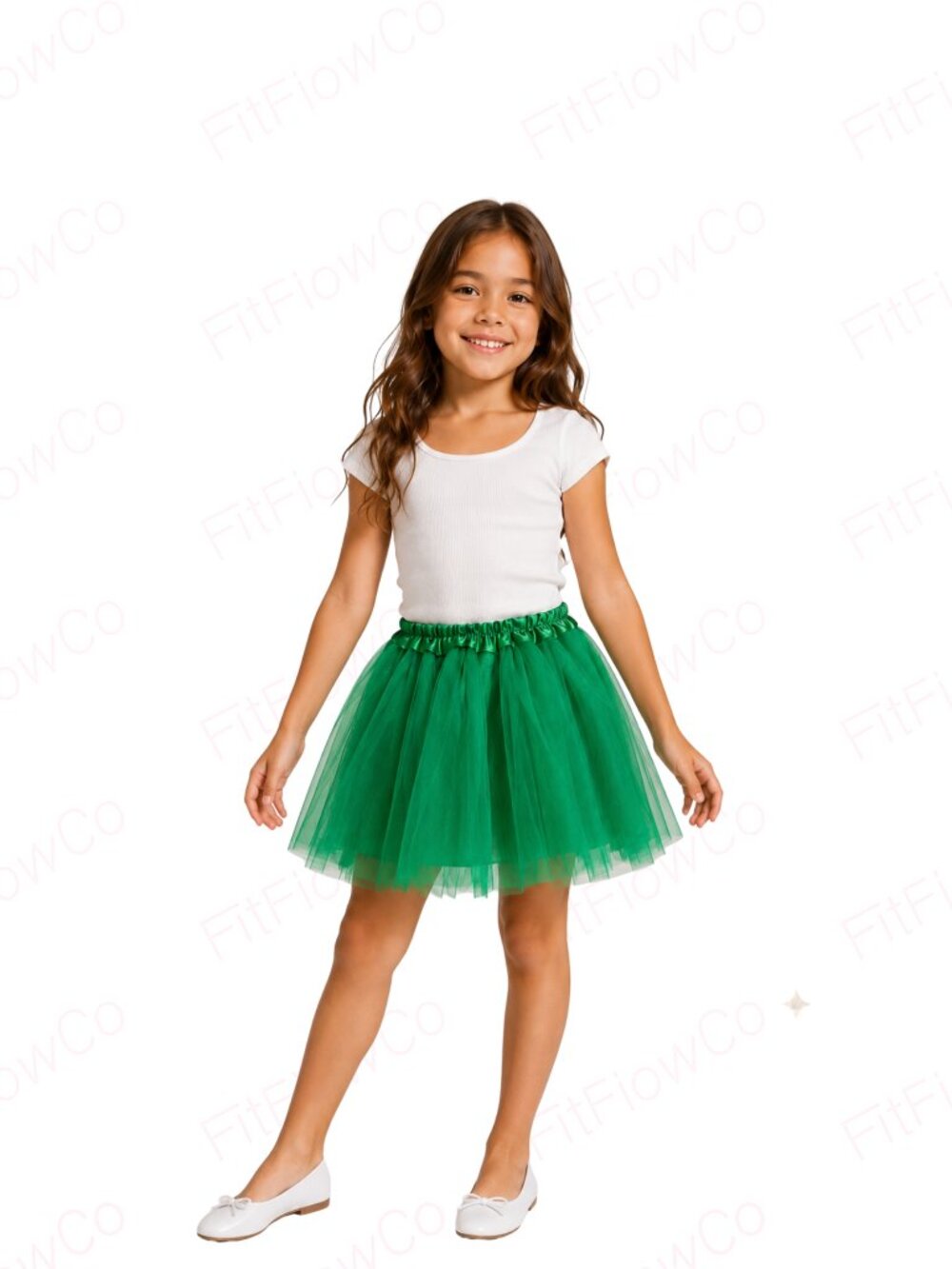 Green Tulle Tutu Skirt Girls Halloween Fairy Elf Dance Costume